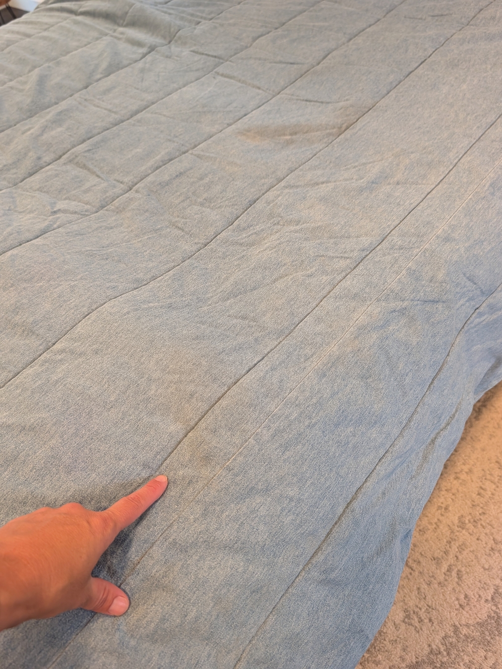 RALPH LAUREN Denim Chambray Comforter Full/Queen Bed Spread with RL Flag Patch - Picture 6 of 13